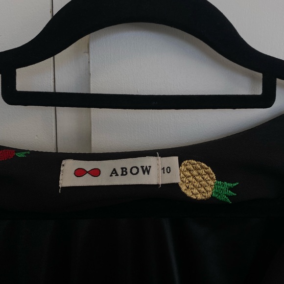 Abow Black Dress with Fruit Embroidery 🍉 🍎 🍌 Size 10 - Picture 9 of 16